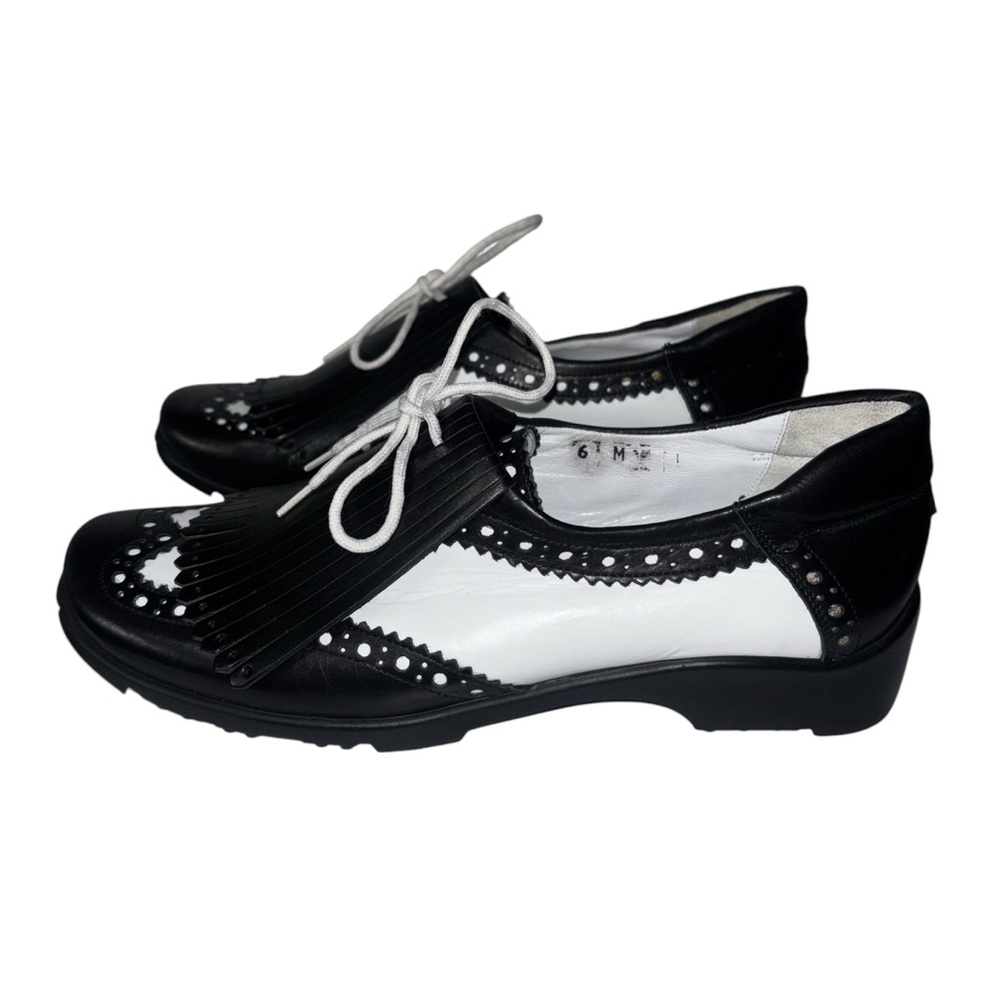 Sesto Sherry Women's Golf Shoes Black White 6M Made In Italy Leather
